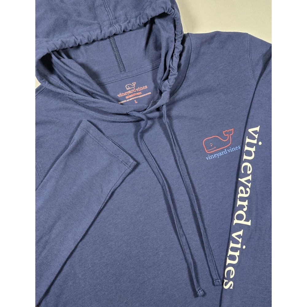 Vineyard Vines Men's Navy Blue Long Sleeve Whale Logo Hooded T-Shirt Medium 0008